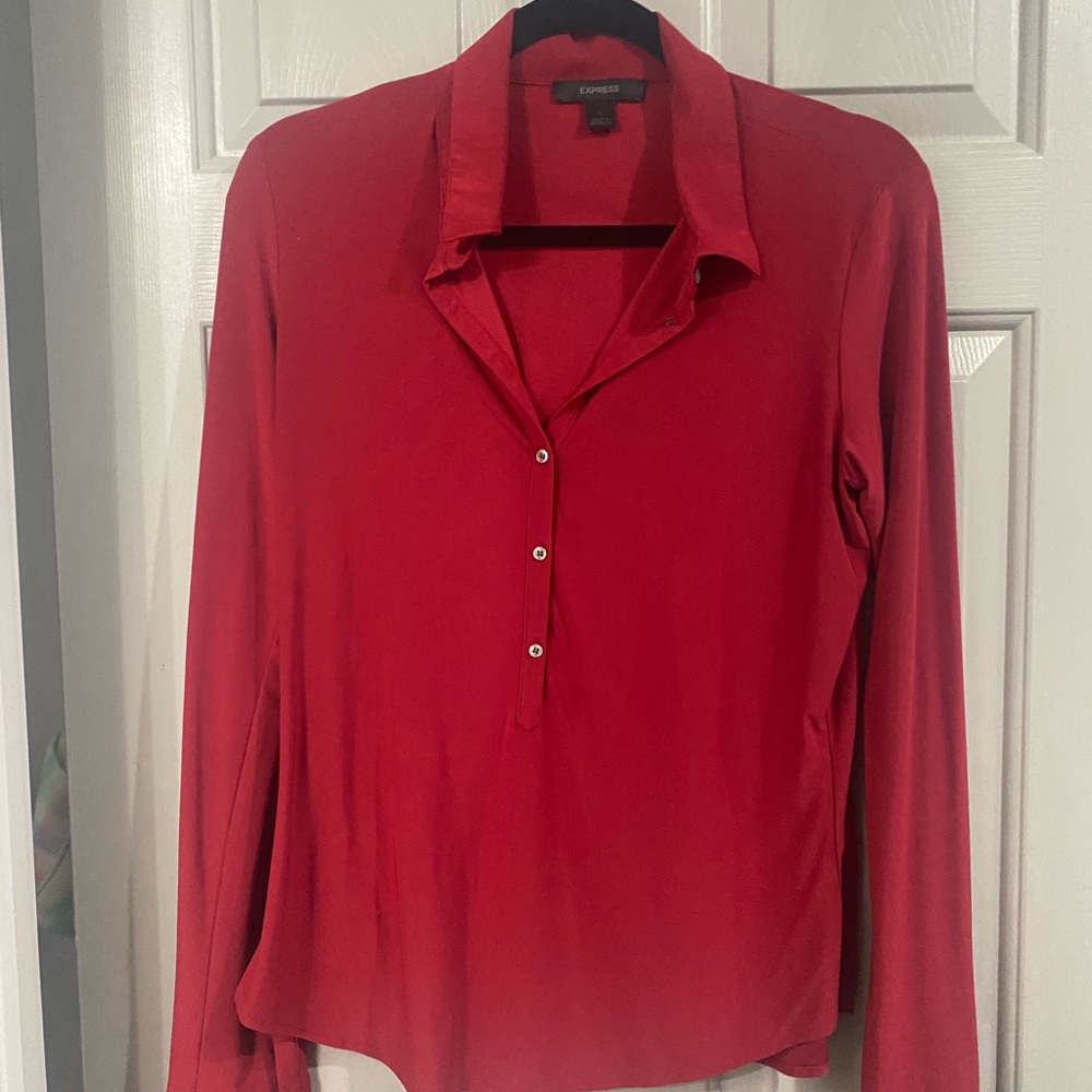Express Scarlet Button-Down Shirt